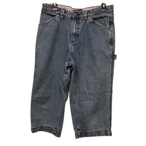 Vintage 90’s Y2K Woman’s cargo painter utility cropped Denim Blue jeans Sz 10